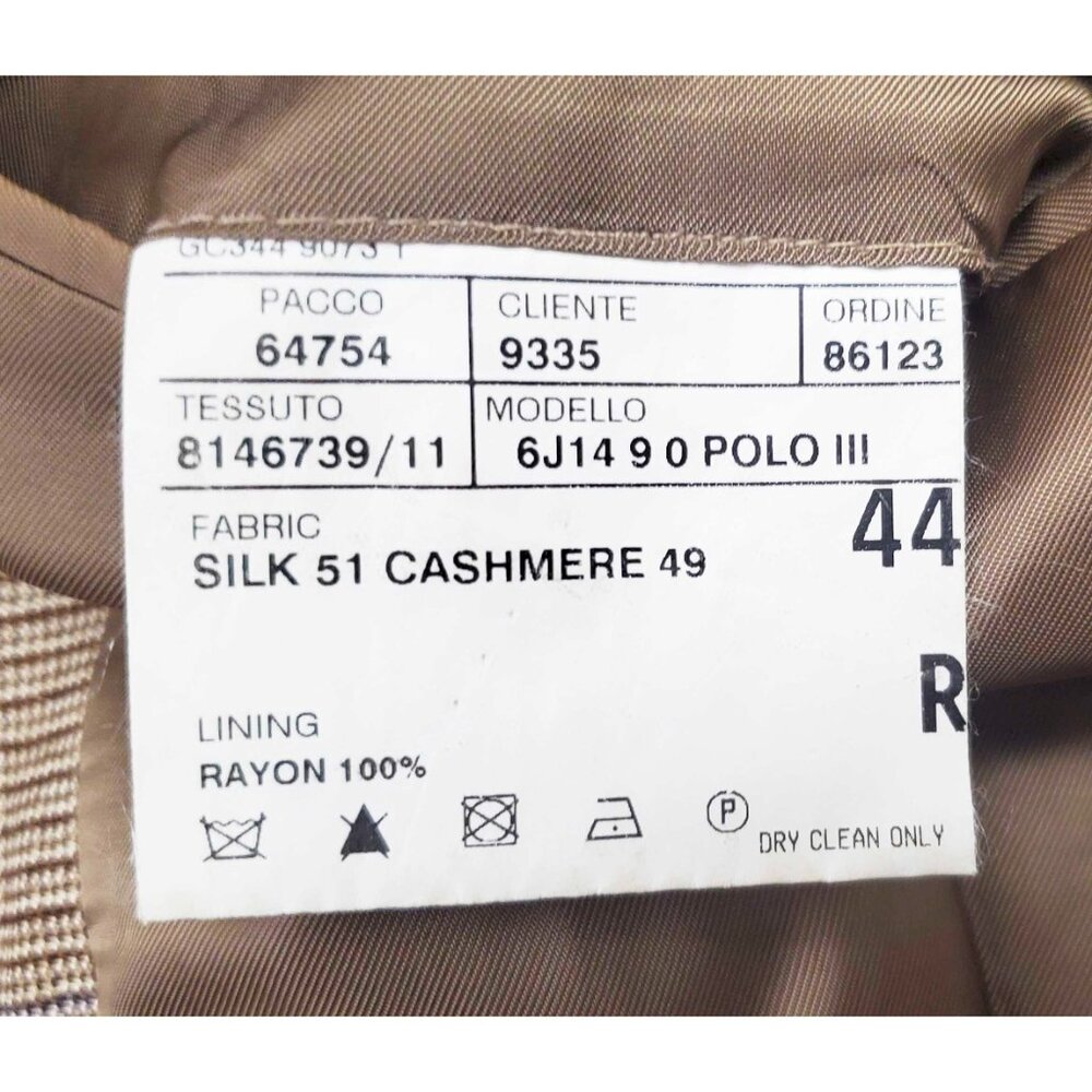 Polo Ralph Lauren Mens Glen Plaid Cashmere Silk Tan Brown Blazer Italy 44 R - Picture 8 of 9